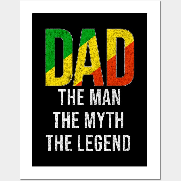 Congon Dad The Man The Myth The Legend - Gift for Congon Dad With Roots From Congon Wall Art by Country Flags